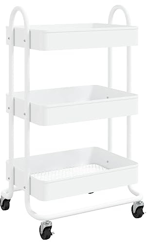 vidaXL 3-Etagen-Wagen Weiß 43x34x79 cm Stahl