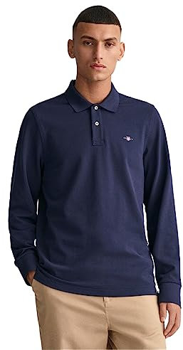 GANT Men's REG Shield LS Pique Rugger, Evening Blue, 4XL