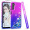 LeYi Strass Glitter Hülle für Samsung Galaxy A14 5G Handyhülle und 2*Hartglas Folie, Glitzer Flüssige Diamant Cover Bling Wasser Stoßfest Schutzhülle Glitzent Case Handy Hüllen Mädchen Lila Blau