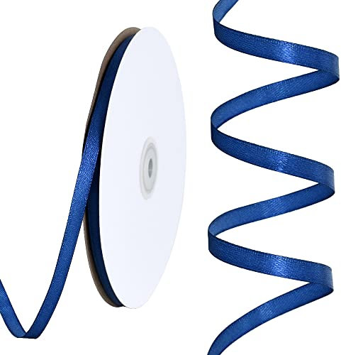 Toniful Satinband, dünnes, einfarbiges Satinband für Geschenkverpackungen, Basteln, Haarschleifen, Hochzeitsdekoration, Einladungskarten, Blumensträuße, 2,5 cm x 91 m, Marineblau