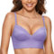 DOBREVA Push Up BH Damen ohne Bügel Soft Gepolstert Bügelloser Bralette mit Spitze Seerose Lila 90B