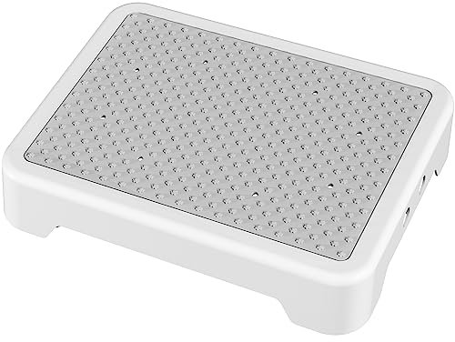 SOYO Mobility One Step Stool, Heavy Duty Indoor Outdoor Non-Slip Small Step Platform Assistive Device for Adult Elderly, Standing Support and Step Riser for Car, Bed, Door, Stair, Bathroom, White-Gray