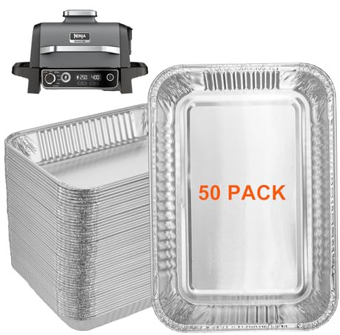 Whaleme 50 Pack Grill Drip Pans Compatible Weber 6415 - Grill Accessories for Weber Spirit, Genesis, Traveler, Q Series, Disposable Aluminum Foil Grease Tray Liners 8.5 X 6 (50 Pack)