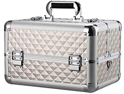 MBROS Aluminium Cantilever Toolbox & Organiser Case with Lock, Five Tray Folding Travel Case for Electrician Technician and Engineer