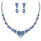 EVER FAITH Damen Schmuckset österreichisch Kristall Braut Floral Tropfen Halskette Ohrringe Set Blau Silber-Ton