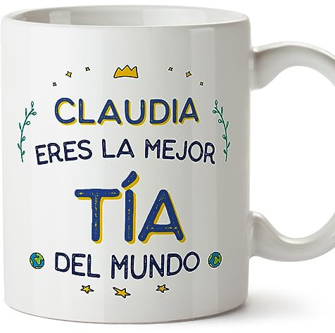MUGFFINS Tazas Personalizadas para TÍA - En Español - Mejor del Mundo - 11 oz / 330 ml - Regalo personalizable original y divertido