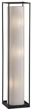 Fischer & Honsel Stehleuchte, Thor | sandschwarz| Stoffschirm weiß Leinen | L: 25 cm, B: 25 cm, H: 114,50 cm| mit Fußschalter| 3x E14 max. 25,0W ohne Leuchtmittel | 40456