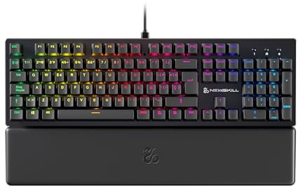 NEWSKILL Serike V2 Teclado mecánico Full Layout RGB con switches Hot-Swap lineales, Estructura metálica y reposamuñecas magnético español Negro