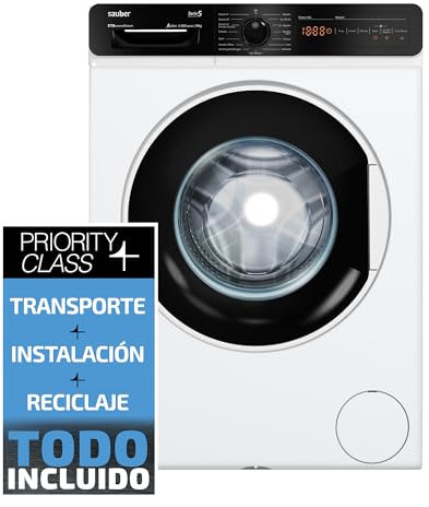 Sauber - Lavadora de carga frontal MOTOR INVERTER SERIE 5-W9143-9 kg - 1400 RPM - A - - Programa Extra Rápido 15 minutos - Media Carga Avanzada - ENTREGA EN DOMICILIO CON INSTALACIÓN INCLUIDA
