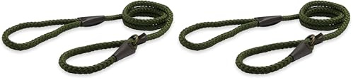 Ancol Heritage Nylon Rope Slip Lead Green 1.22m X10mm Sz 1-3 (Pack of 2)