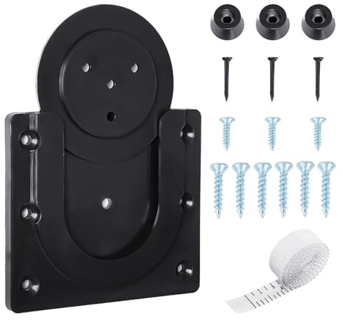 Set di Supporto da Parete per Bersaglio Con Metro a Nastro - Accessori per Freccette in Acciaio Nero