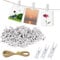 XFentech 150 PCS Mini Pinces à Linge en Bois - 2,5/3/3,5 cm Blanc Épingles à Linge Bois Petite Pinces Décoratives avec 10M Corde de Jute Mini Pinces Décoratives pour Photos Travaux Manuels Décoration