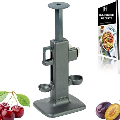 Thiru Premium Dénoyauteur de cerises - Appareil combiné pour prunes et cerises - Lames robustes en acier inoxydable - Made in Germany - n'écrase pas le fruit