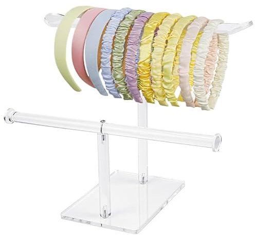 KITERI Acrylic Headband Holder 2 Tier Hairband Display Stand Jewellery Organiser Necklace Holder Hair Hoop Storage Rack Hair Accessories Organiser Clear Stand for Earring Ring Bracelet Display