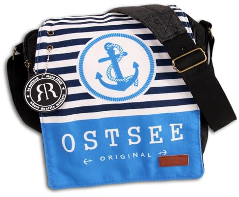 Robin Ruth Umhängetasche Baumwolle Polyester schwarz hellblau OTG5111B Baumwolle Umhängetasche