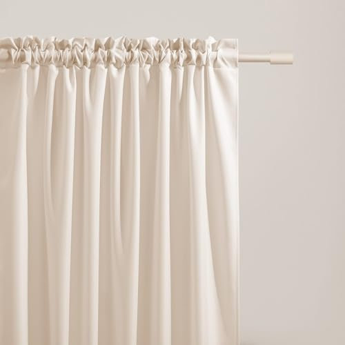 ROOM99 Vorhang mit Kräuselband Aura 140 x 280 cm Breite x Höhe Schiebegardinen Modern Curtain Wohnzimmer Schlafzimmer Helle Creme, 1 Stück