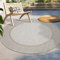 Paco Home Outdoor Teppich Flachgewebe Modern Boho-Style wetterfest & UV-beständig Ideal für Terrasse Balkon Wohnzimmer & Küche, Grösse:200 cm Rund, Farbe:Beige 7