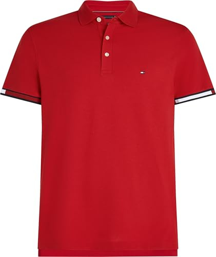 Tommy Hilfiger Herren S/S Polo, Rot (Mittelrot), L