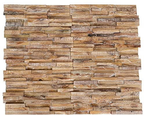 Sufrk Wandverkleidung 3D, 10 Stück, 1,01 m², Teakholz, dekorative Wandpaneele, PVC-Platte, Wandverkleidung