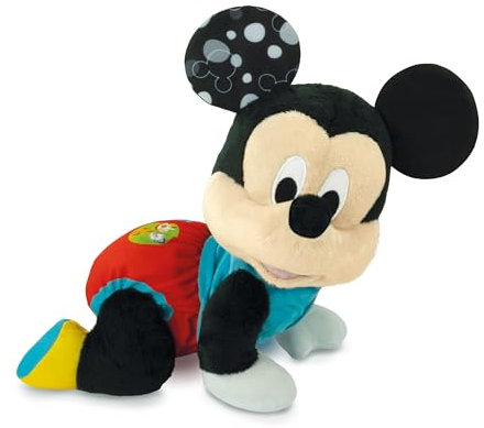Clementoni Disney Baby Mickey Gattona Conmigo – Peluche Disney parlante Italiano, Canciones y rimas de rima, Juego para niños de 6 Meses para Aprender a Gatear, Primeros Pasos, Centro de Actividades