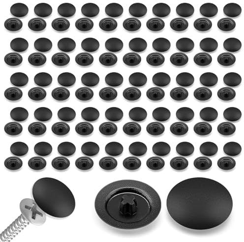 SMCEHEYA Cache Vis 100Pcs, Capuchon à Vis Empreinte Cruciforme, Bouchon Cache Vis en Plastique, Capuchons DéCoratifs Vis 12mm, Capuchons de Protection Universels pour Meubles/Placards/Étagères(Noir)