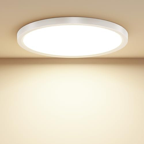 Taipow 18W 2448LM Lamparas de Techo Modernas, 4000K Plafon led Techo Redondo Plana, IP44 Delgada Lampara para Pasillo Balcón Cuarto de Baño Dormitorio Sótano, Ø22CM