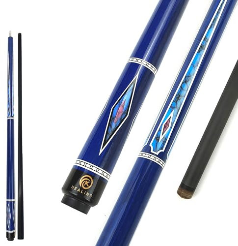 OKHEALING Taco de billar de carbono, punta de piel de cerdo multicapa, virola de resina, fibra de carbono T 700, 58 pulgadas. 1/2 junta, hecho a mano, recto, para bolas negras de ocho/nueve,