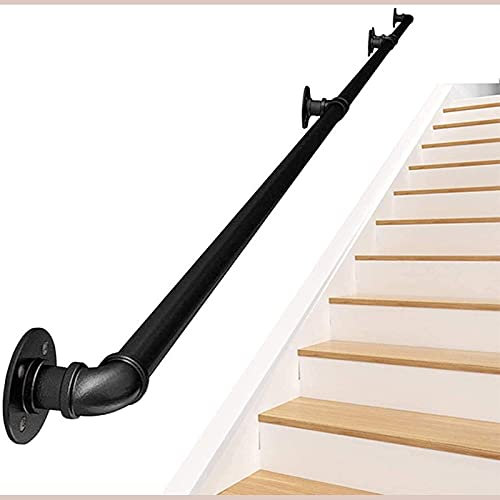 FYDZ Industrielles verzinktes 3,3 cm Eisenrohr-Handlauf-Set, Vintage-Stil, Treppengeländer/Stange für den Außen- und Innenbereich, 30 cm - 6 m Geländerstütze (4,2 m)
