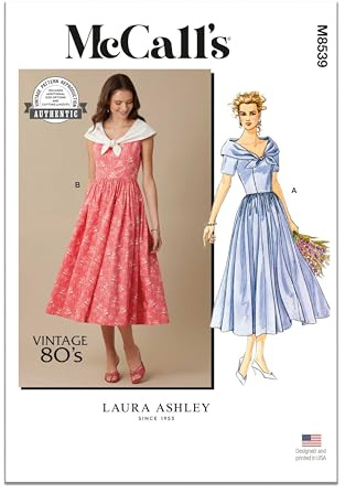 MCCALLS Sewing Patten M8539U5 Misses' Dress by Laura Ashley U5 (16-18-20-22-24)