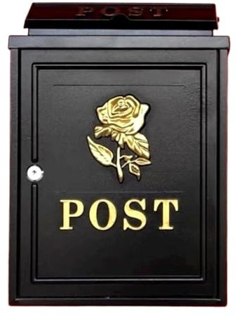 CSSHNL Post Box Villa Letter Box Rain-Proof Old-Fashioned English Villa Mailbox Outdoor Mailbox Creative Letter Box Inbox(Gold Rose Spot)