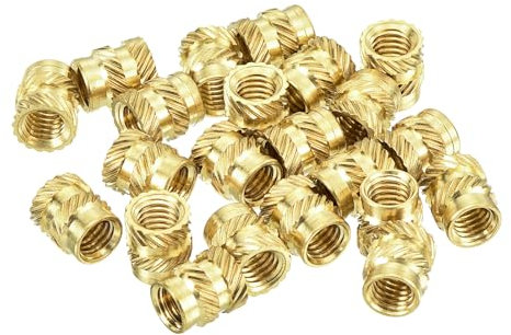 sourcing map Knurled Insert Nuts, 100Pcs M5 x 8mm L x 7mm OD 3D Printing Brass Nuts Female Threaded Inserts Brass Heat Set Insert Embedment Nut