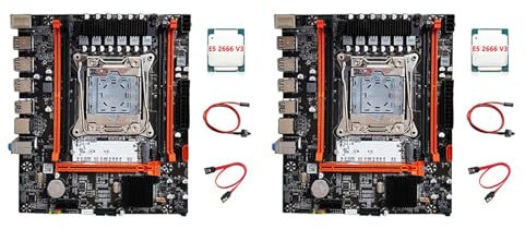 Cliney 2X Scheda Madre X99H+CPU E5 2666 V3+ Switch+Kit Cavi SATA LGA2011-V3 Slot RAM DDR3X4 M.2 NVME PCI-e 3.0 X16 SATA3.0