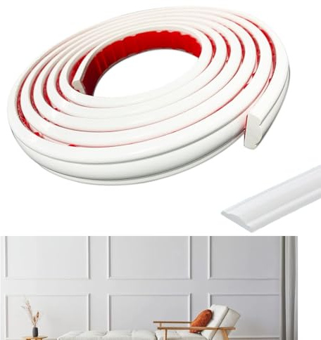 AiDeHuaKeJi Zierleisten Selbstklebend, Wandleisten, Stuckleisten Wand, Styroporleisten für Spiegelrahmen, Schränke & Wohnraumgestaltung Weiß 3.5m x 2.7cm