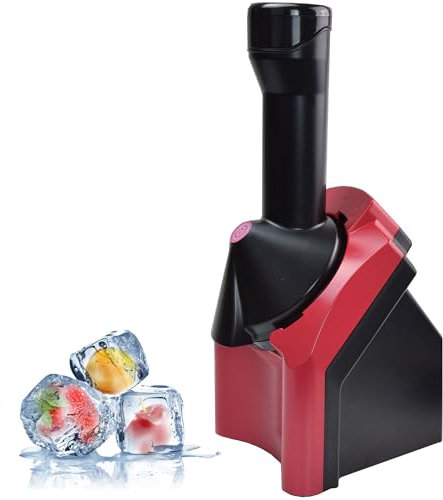 Gino Gelati Eismaschine Woron für gefrorene Früchte Frozen Fruit Ice Cream Maker, einfache Bedienung, Edelstahl, Rot/Schwarzes Design, für zu Hause, leichte Reinigung