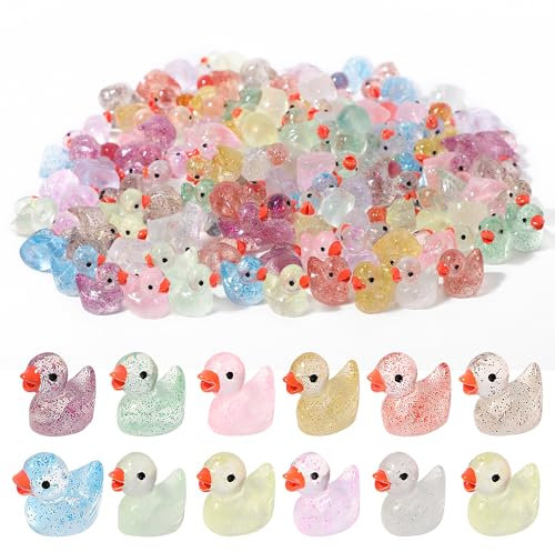 ONBAGLST 120 Stück Mini Harz Enten Bulk Kleine Enten Figuren, Entendekoration für Miniatur Landschaft Garten Aquarium Bastelspiele Puppenhausdekoration Geschenke Partygeschenke Spielzeug