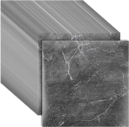 CYEER 40 baldosas autoadhesivas de PVC de 30 x 30 cm, color gris, para cocina, salón, baño (gris jaspeado)