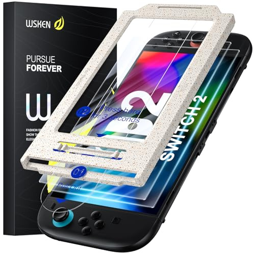 WSKEN Lot de 2 protections d'écran HD 9H Verre trempé pour Nintendo Switch 7,9 Protection militaire incassable, anti-rayures, alignement automatique de la poussière