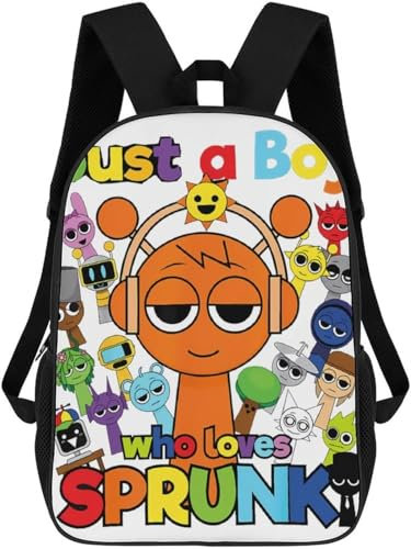 PTNQAZ Sprunki Rucksack, niedliches Cartoon-Spiel, Sprunki, Kinder-Schulrucksack, Reiserucksack, Laptop-Tasche, Outdoor-Sporttaschen, Schulranzen, Geschenk für den Schulanfang, Stil 21, M