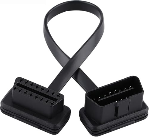 CYSFETENA OBD2 Verlängerungskabel Flach, 16 Polig Stecker auf Buchse, Knicksicheres OBD Adapter Kabel für KFZ Diagnosegeräte und GPS, OBD2 Kabel 30cm