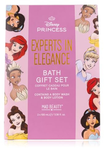MAD BEAUTY Disney Princess Coffret cadeau avec gel douche et lotion pour le corps au design princesses, cadeau d'anniversaire pour filles, adolescentes, femmes, partenaires Parfum jasmin et velours