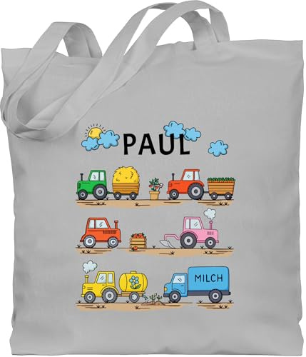 Geschenk mit Namen personalisiert by Shirtracer - Baumwolltasche - Traktor - Kindergartenkind Geschenke Trecker Geschenk Traktoren I Bauernhof Geschenkidee Kindergarten