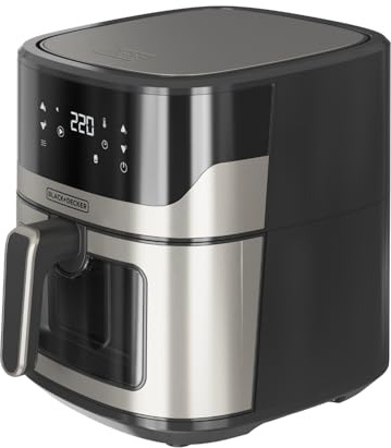 Black+Decker – Friggitrice ad Aria BXAF8000E | 2000W | 8 Litri | Doppia Resistenza | 8 Programmi | Funzioni Defrost y Dehydrate | Display Touch | Cestello con finestra | Antiaderente | PFOA e BPA free