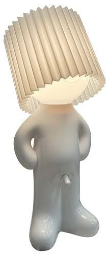 AAFGVC Lunikon Larry the Lamp—LED Nachtlicht Shy Man Figur Kreative Tischlampe Dekorative Nachttischlampe für Büro und Schlafzimmer (Weiß)