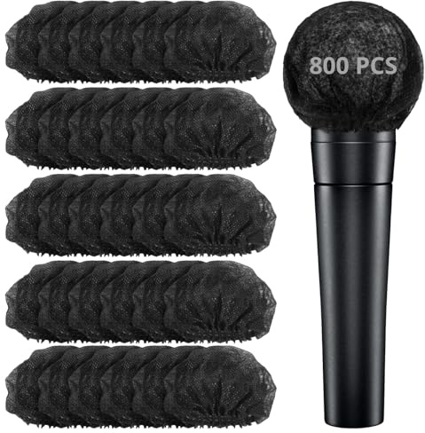 800 Pcs Disposable Microphone Covers, Non-woven Handheld Microphone Windscreens, Elastic Mic Protective Covers, Individually Wrapped Mic Caps for Karaoke, Recording, Stage Performance