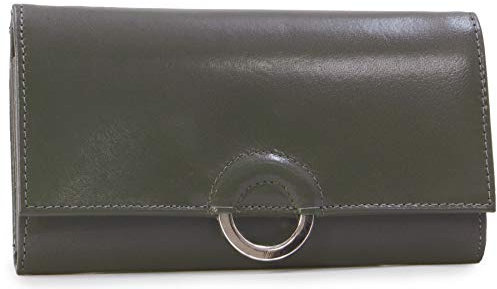 Catwalk Collection Handbags - Grand Portefeuille Femme Cuir - Porte Monnaie - 8 Emplacements pour Cartes - RFID Blocage - Odette - Gris