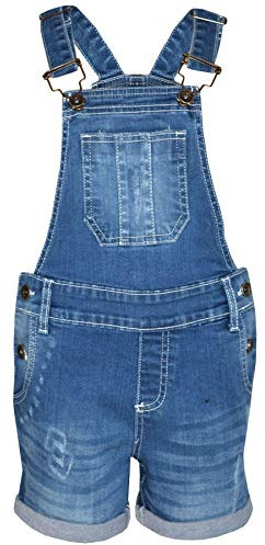 A2Z 4 Kids Bambini Ragazze Salopette Pantaloncini Designer - Shorts Dungaree D77 Light Blue 9-10