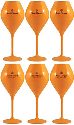 Veuve Clicquot Lot de 6 flûtes à champagne tendance en polycarbonate acrylique Jaune
