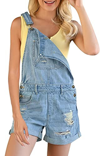 Roskiky Salopette da donna con cinghie con polsini e tasche, Z azzurro, XL
