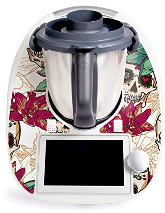 WANDKINGS Aufkleber Sticker für Thermomix TM6, Flowerskull