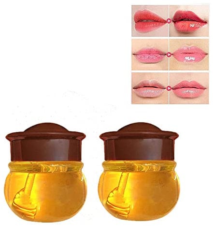 Lip Balm Honey Pot Honey Lip Mask, Propolis Lip Balm, Long Lasting Moisturizing Lip Balm Propolis Lip Balm Nourishing Anti Cracking Lip Oil Honey Lip Balm, Sleeping Lip Mask (2Pcs)